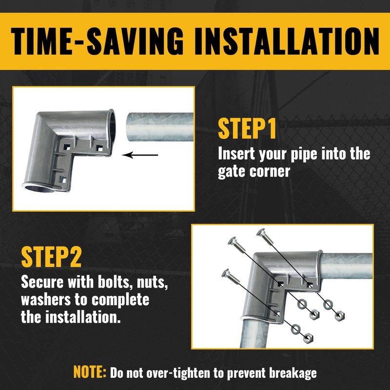 VIVIDA Chain Link Fence Gate Corner 1-3/8" x 1-3/8", Aluminum 90 Degree Gate Elbow, 1-3/8" Chain Link Fence Fittings, 4 Pack - Image 4